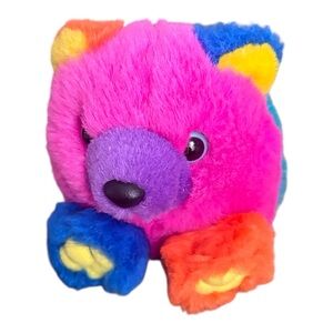 VTG 1998 Swibco Puffkins Cosmo Rainbow Color Block Teddy Bear Plush Toy